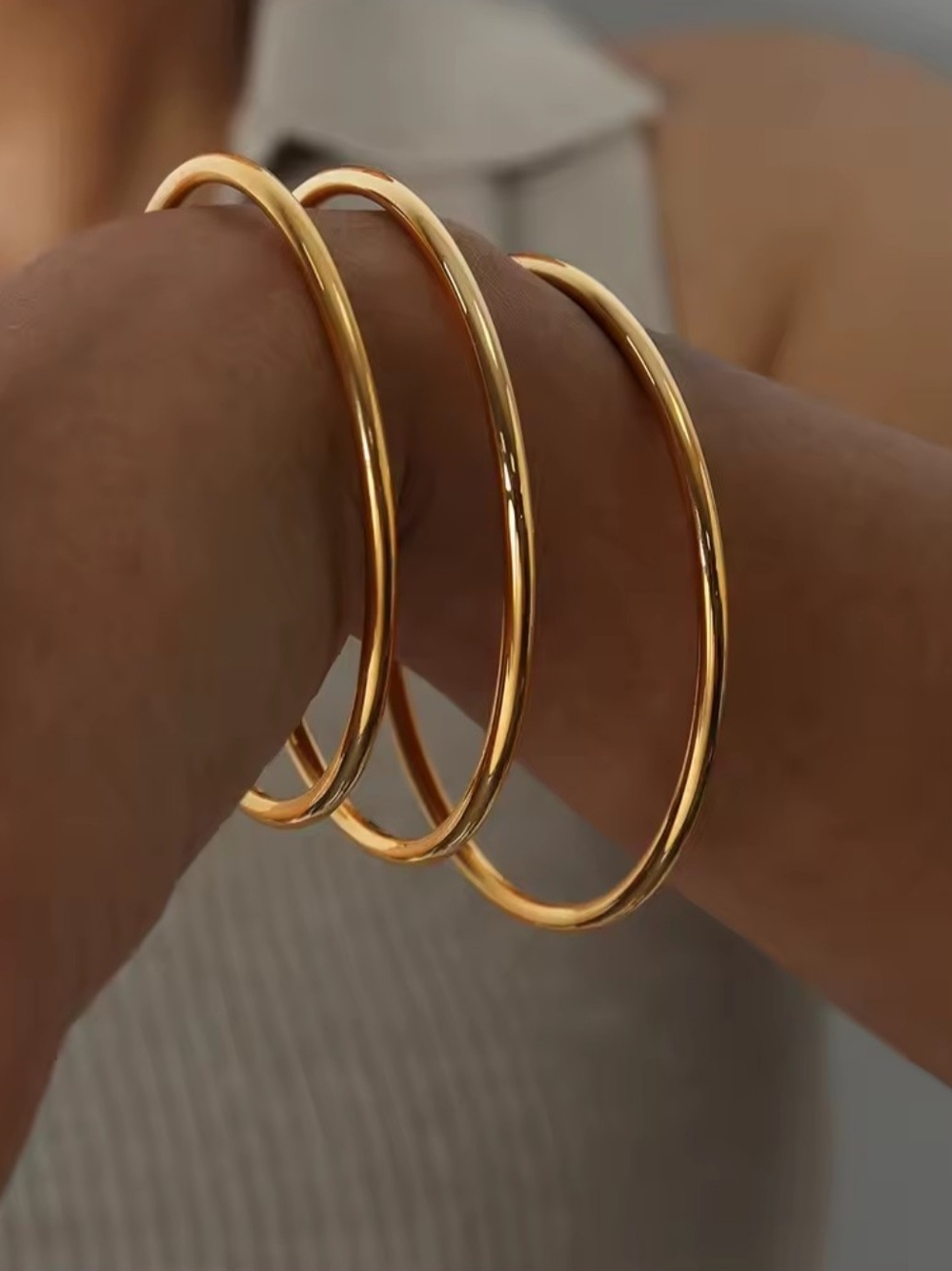 Gold Rhodium Bangle Bracelet Stackable Set